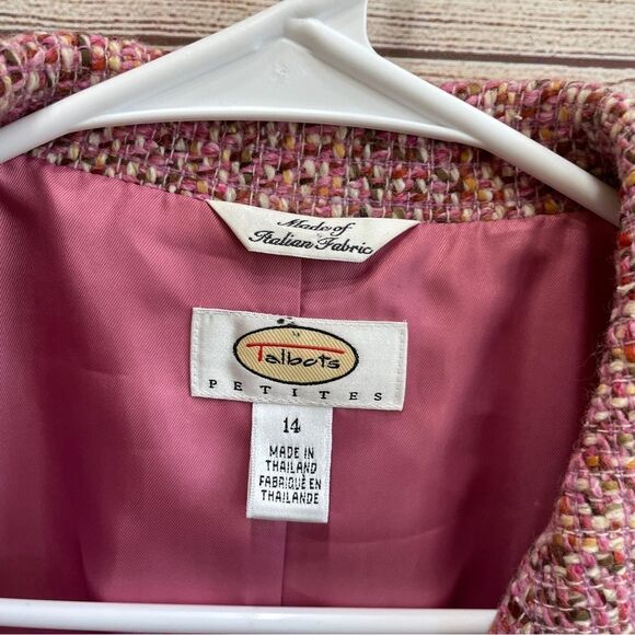 VINTAGE TALBOTS WOOL BLEND BLAZER IN PINK TEXTURED TWEED - Picture 5 of 6